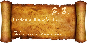 Prokopp Borbála névjegykártya