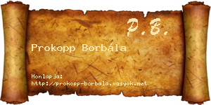 Prokopp Borbála névjegykártya